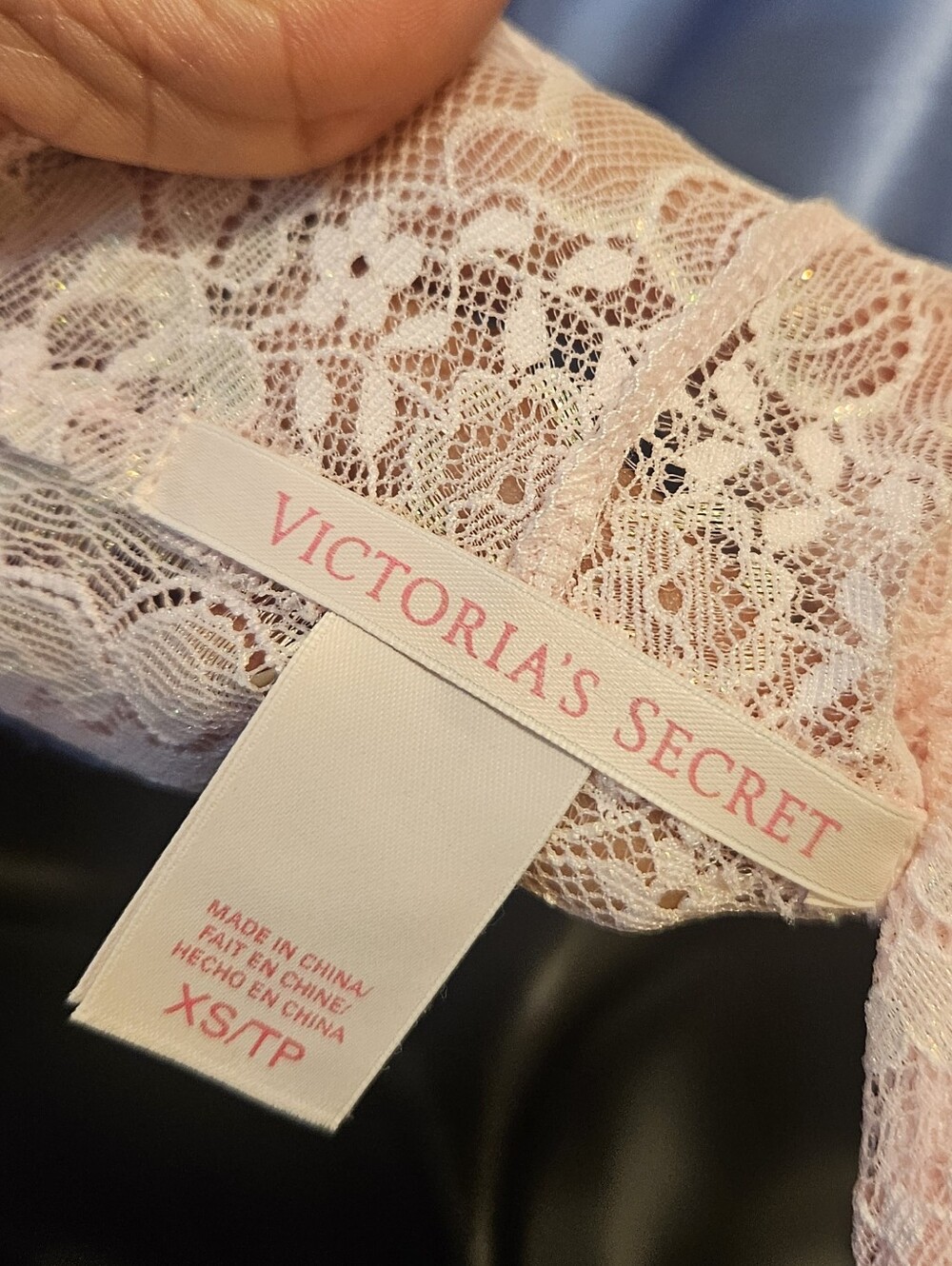 NWOT Victoria's Secret Blue Satin and Pink Lace Halter Chemise - Picture 3 of 3